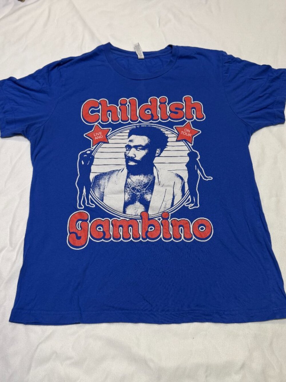 Childish Gambino Men's Blue This Is America Tour 2018 Graphic T-Shirt L